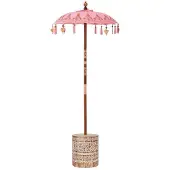 vidaXL Balinese parasol met basis Roze 95 x 95 x 260 cm Katoen