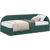vidaXL Hoekbedframe met Matras met hoofdeinde 2 st Groen Fluweel