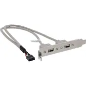 InLine Sleufbeugel USB 2.0, 2x contactdoos naar 10-polige paalconnector, 0,35m