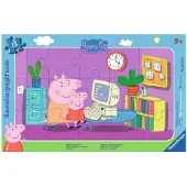 Ravensburger frame puzzel - Peppa pig: Peppa op de computer, 15 delig