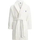 Ralph Lauren Badjas kort ' Short Bathrobe - Iconic Bear ' wit