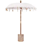 vidaXL Balinese parasol met basis 250 Crème en Wit 190 x 190 x 250 cm