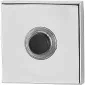 GPF bouwbeslag Beldrukker vierkant 50x50x8mm met zwarte button - RVS gepolijst