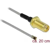 DeLOCK MHF 4L (v) - SMA (v) kabel - Micro Coax (1,37 mm) - 50 Ohm / grijs - 0,20 meter