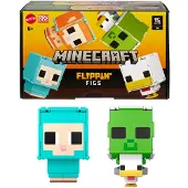 Mattel Minecraft Flippin Figs 2-Pack Actiefiguren, Schapen & Kip met 2-in-1 Fidget Speel, 3.75-inch