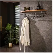 Meubelplaats Kapstok round 8 haken hoedenplank - Massief acacia naturel - 100x30x20 cm