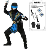 Widmann Ninja kostuum kinderen compleet Blauw