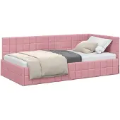 vidaXL Hoek Bed Frame met hoofdeinde Roze 90 cm x 190 cm Fluweel