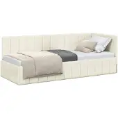 vidaXL Hoek Bed Frame met hoofdeinde Crème 80 cm x 200 cm Fluweel