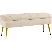 HOMCOM -Sitzbank-Polyester, Schaumstoff-102L x 35B x 43H cm-Beige