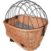UNUS hondenfietsmand rieten mand met netbekleding kussen 47x29x34 cm voor bagagedrager
