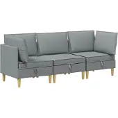vidaXL Modulaire bankset met opslag 3 st Lichtgrijs Stof