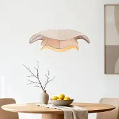 LumenXL Hanglamp Vea met organische beigegrijze linnen kap