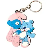 Schleich Baby smurf met teddybear - Flexibel rubberen sleutelhanger - 8 cm