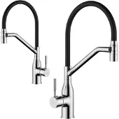 Kuchinox Keukenmengkraan, chroom/zwart, met flexibele uitloop, model Colina