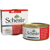 Schesir kip met rund (jelly) natvoer hond (blikjes) 1 tray (10 x 150 g)