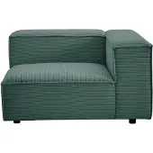 Vente-unique Hoekfauteuil rechts in groen ribfluweel RUZOLO