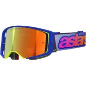 Alpinestars Supertech Vision Vista, veiligheidsbril gespiegeld ,Blauw/Geel/Lila Rood-Gespiegeld