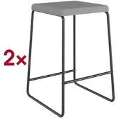 Meet by Paperflow MEDSO barstoel voor buiten, waterafstotende/afneembare stoffen bekleding, zithoogte 750 mm, tot 110 kg, PP/staal, grijs-matzwart, 2 stuks