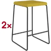 Meet by Paperflow MEDSO barstoel voor buiten, waterafstotende/afneembare stoffen bekleding, zithoogte 750 mm, tot 110 kg, PP/staal, geel-matzwart, 2 stuks