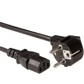 ACT Netsnoer LSZH mains connector CEE 7/7 male (haaks) - C13 zwart 1 m