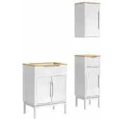 vidaXL Badkamermeubel Set FLORO 3 st Wit Massief vurenhout
