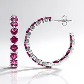 Cavill - Elegante Zilveren Oorbellen - 925 Sterling Zilver Gerhodineerd - Rhodoliet Edelstenen 7,857 ct - Hart & Druppelvorm - Damesoorbellen 28 mm
