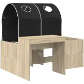 vidaXL Bed met Tunnel 3 st Sonoma Eiken en Zwart Bewerkt hout