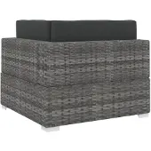 vidaXL Hoekbank 1 st met kussens poly rattan grijs