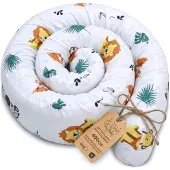 Totsy Baby Zijslaper kussen Lichaamskussen 400 cm Katoen - Lang kussen bed rol slaapkussen nek rol Decoratie voor kinderkamer Oeko-Tex Safari