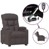 vidaXL Fauteuil verstelbaar elektrisch stof donkerbruin