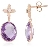 Cavill - Luxe Oorbellen 925 Sterling Zilver Roségoudverguld - 8,1 ct Lavendel Amethist Ovaal - Cambodjaanse Zirkonen - Elegante Dames Sieraden