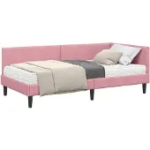 vidaXL Hoekbedframe met Matras 2 st Roze 90 x 200 cm Fluweel