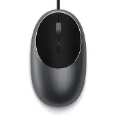 Satechi C1 Muis Kabelgebonden Infrarood Antraciet 3 Toetsen 3200 dpi Verlicht, Muisknoppen, Geïntegreerd scrollwiel, Ergonomisch