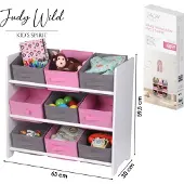 Judy Wild Kid's Spirit Opbergrek 3-laags met bakken - roze - hout/stof - 63 x 30 x 60 cm - speelgoed - kinderkamer