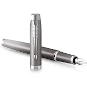 Parker IM Writing Rituals Vulpen | Grijze afwerking met kleurverloop en Verchroomd detail | Medium punt | Blauwe inkt | met Geschenkdoos