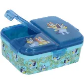 Stor Bluey Kinderlunchbox – Broodtrommel met 4 vakken voor kinderen vanaf 4 jaar - Vaatwasserbestendig & BPA-vrij - Blauw/Turquoise