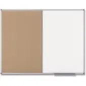 Nobo Classic Combi Kurk/Staal Notitiebord/Whiteboard/Memobord Inclusief Bevestigingsmateriaal - 900x600mm -Wit/Natuurbruin