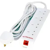 Microconnect 4-weg stekkerdoos met overspanningsbeveiliging (VK-nummer) 5 meter, wit