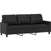vidaXL Driezitsbank 180 cm kunstleer zwart