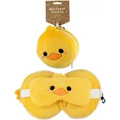 Puckator Relaxeazzz Pluche Eend Rond Reiskussen & Slaapmasker
