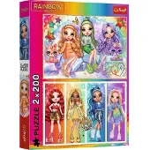 Trefl puzzel Rainbow High poppen - kleurrijke legpuzzel 200 stukjes.