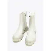 WITTCHEN Dames Leren Chelsea Boots op een Grijs Beige Platform, Natuurlijk Leer