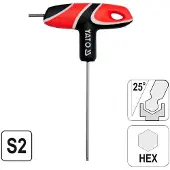 TOYA Zeskantige T-stang sleutel - Yato - Ergonomische handgreep - 2.5 mm - Bolstang - Werkplaatsgebruik - Precisie