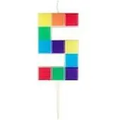 Arpex Verjaardag Kaars Cijfer 5 Blokjes - Feestelijke Taartdecoratie
