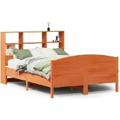 vidaXL Bed met boekenkast zonder matras grenenhout wasbruin 150x200 cm