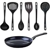 Fackelmann Set keramische antiaanbakpan 28 cm en 6 keukengerei Brandao