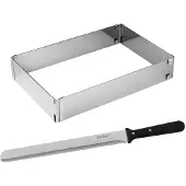 Zenker Rechthoekige verstelbare taartvorm en 30 cm banketmes Smart Pastry