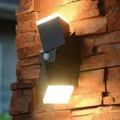 LumenXL Verstelbare 2-lichts buitenwandlamp Michael met sensor - zwart met geïntegreerde LED