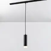 LumenXL 1-fase rail tube hanglamp Luke, zwart met matte diffuser
